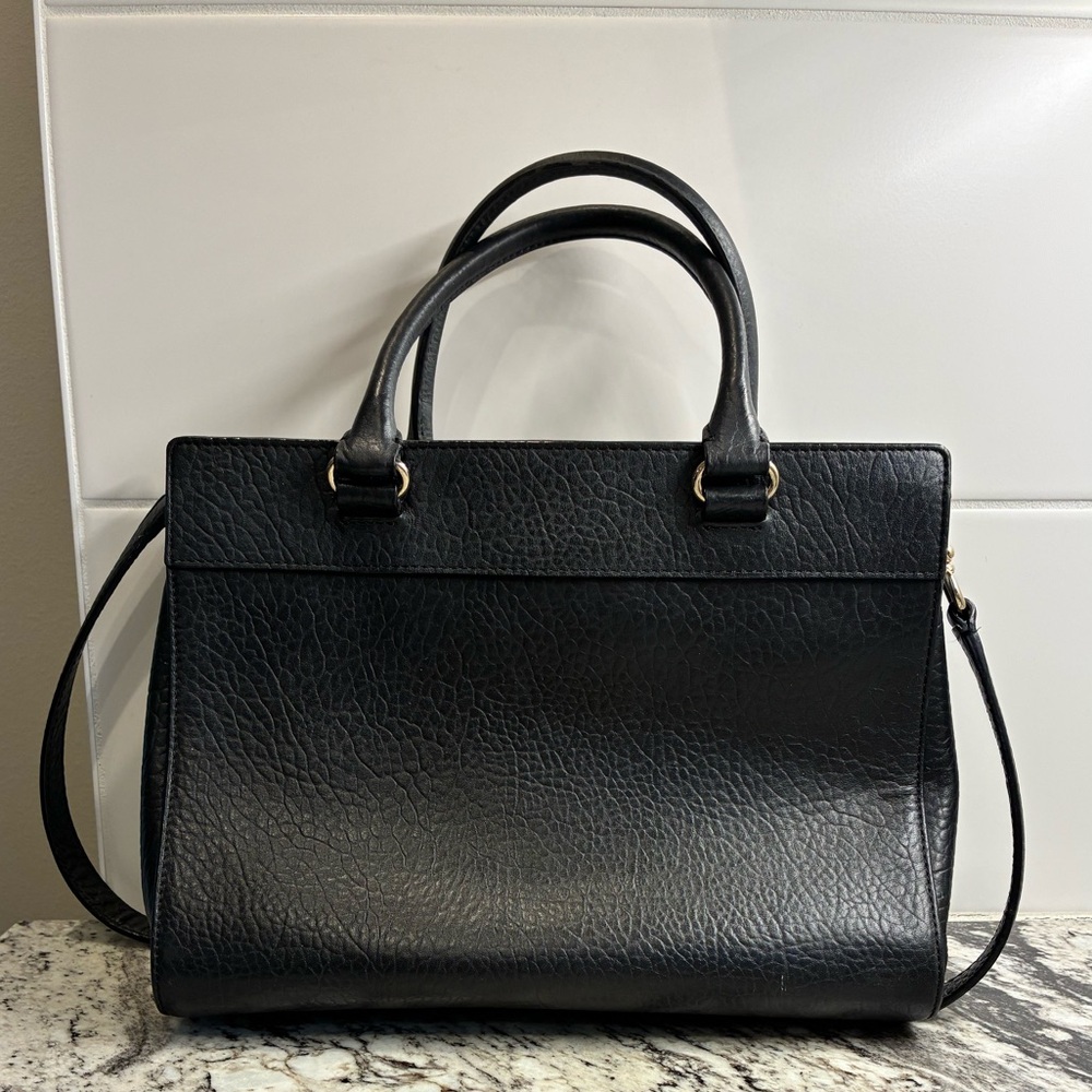 Kate Spade Tote Purse Black with gold accent and lattice detail - Picture 3 of 14